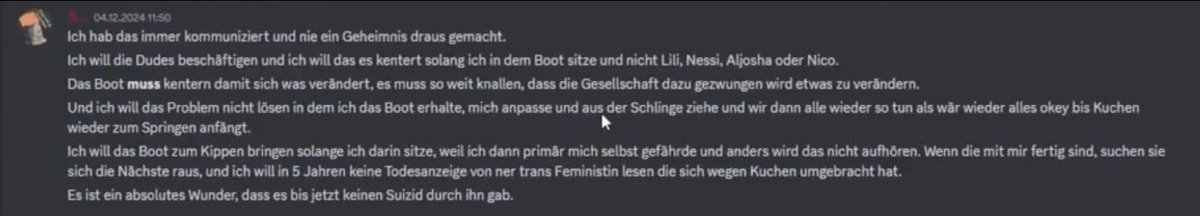 Shurjoka gibt einfach zu, dass sie ganz bewusst wollte das die Situation um sie immer weiter eskaliert, damit sie sich dann als Märtyrerin darstellen kann.

Einfach nur krank und das es immer noch Leute gibt die sie als Opfer darstellen wollen…