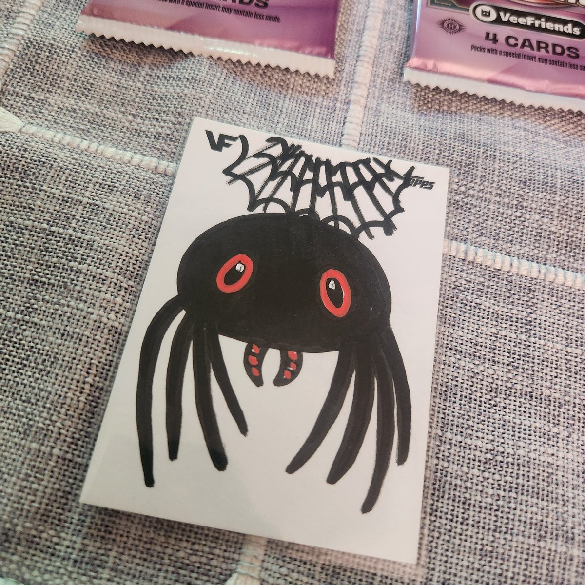 Bwells1853's tweet photo. @eddiegangland @VeeFriendsCards @Topps @eBay Ended up pulling ur Smooth Spider Sketch out of my second personal hobby box. Love it. Long term hold. https://t.co/hi3nVASXMN