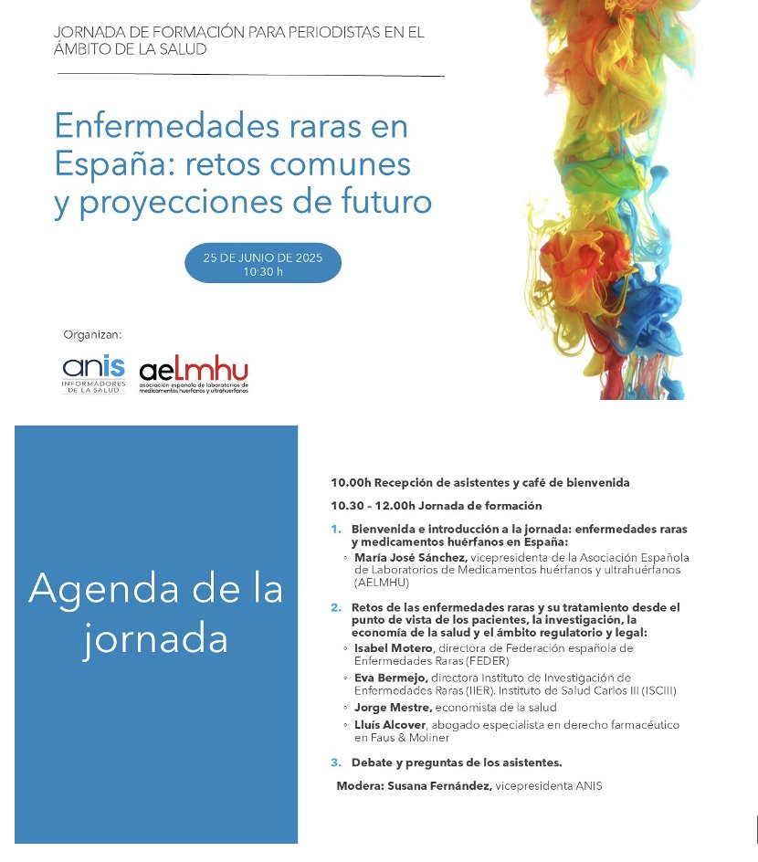 II Jornada para periodistas sobre enfermedades raras y medicamentos huérfanos organizada en colaboración con <a href="/anisalud/">ANIS</a> 
Actualizaremos los datos del informe de acceso a medicamentos huérfanos en España, ¡te esperamos!

Inscripción gratuita aquí: forms.gle/6HUnTi3rPkb8GV…