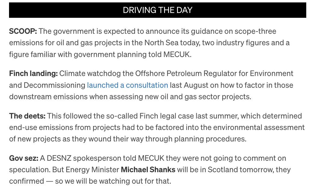 Nicholas Earl (@nearlblog) on Twitter photo The government has carved out an approval process for already-licensed oil and gas projects in the North Sea, paving the way for the approval of Jackdaw and Rosebank.
This confirm's yesterday's scoop — first read by Pro readers! <a href="/POLITICOEurope/">POLITICOEurope</a> The government has carved out an approval process for already-licensed oil and gas projects in the North Sea, paving the way for the approval of Jackdaw and Rosebank.
This confirm's yesterday's scoop — first read by Pro readers! <a href="/POLITICOEurope/">POLITICOEurope</a>