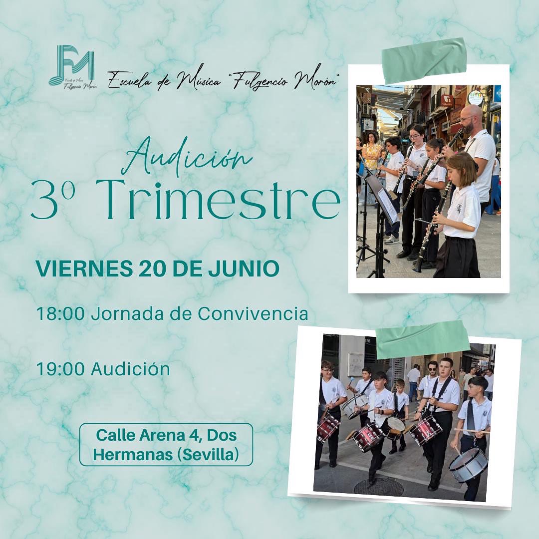 𝐕𝐈𝐄𝐑𝐍𝐄𝐒 𝟐𝟎 | 𝐀𝐔𝐃𝐈𝐂𝐈𝐎́𝐍

Este viernes, 20 de junio, tendrá lugar la 𝗮𝘂𝗱𝗶𝗰𝗶𝗼́𝗻 del tercer trimestre.

Nuestros alumnos ya están preparados e ilusionados por mostrar ante sus familiares sus dotes musicales.