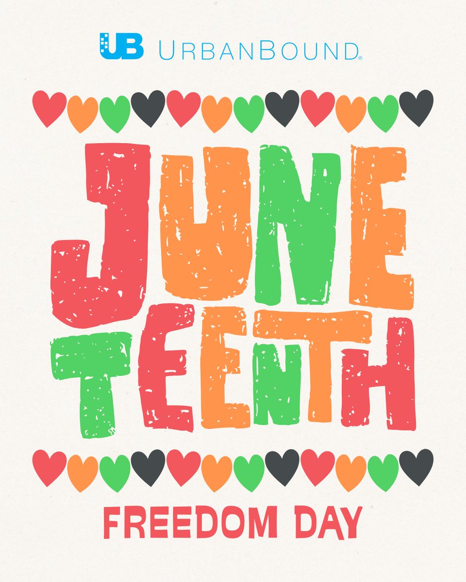 Today, we honor Juneteenth and celebrate freedom, resilience, and the ongoing journey toward equality. Let’s continue to learn, grow, and stand together for justice and unity. #Juneteenth #Freedom #UrbanBound