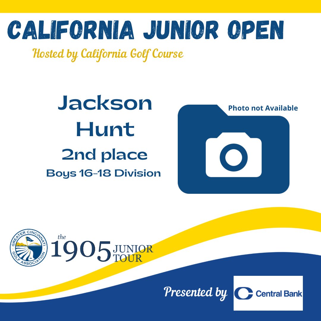 Greater Cinci Golf (@gcga) on Twitter photo Congratulations to the top finishers at the California Junior Open 🏆
Boys 16-18
🥇Liam McCord
🥈Jackson Hunt
Boys 13-15
🥇Harry Smyth
🥈Hayden Li
Boys 10-12
🥇Benjamin Branam 
🥈Vincent DiBattista 
Boys 7-9
🥇Ford Goddard 
🥈Graeme Palmer 
Check out the full results at Congratulations to the top finishers at the California Junior Open 🏆
Boys 16-18
🥇Liam McCord
🥈Jackson Hunt
Boys 13-15
🥇Harry Smyth
🥈Hayden Li
Boys 10-12
🥇Benjamin Branam 
🥈Vincent DiBattista 
Boys 7-9
🥇Ford Goddard 
🥈Graeme Palmer 
Check out the full results at