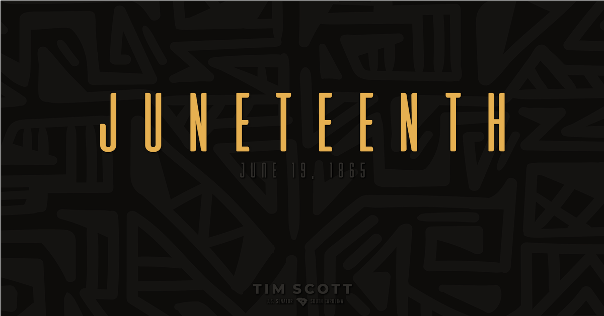 SenatorTimScott's tweet photo. Today, we commemorate Juneteenth—a powerful moment in our nation’s history when the promise of freedom reached every corner of America. https://t.co/gQP5eyuYSF