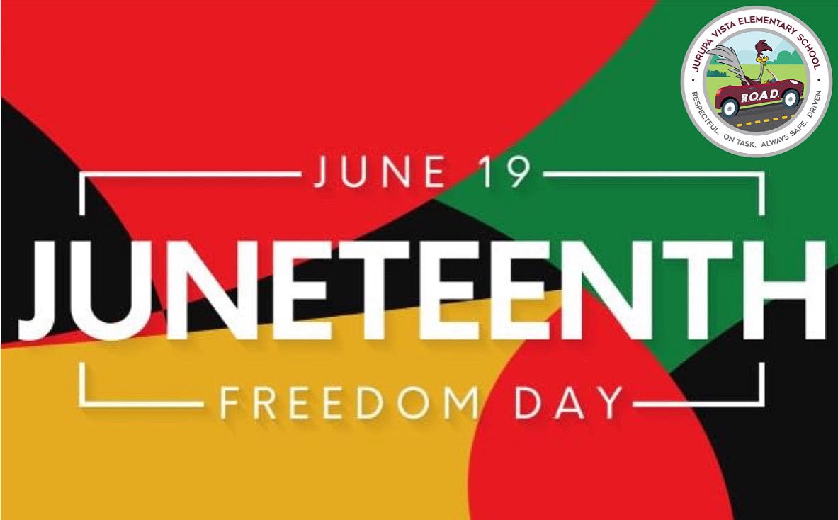 JVRoadrunners's tweet image. Happy Juneteenth! 
Today we honor a powerful moment in history—June 19, 1865, the day when the last enslaved African Americans were told they were free.  Juneteenth celebrates freedom, justice, and hope. Let’s keep learning and growing together! #jvroadrunners #cjusd
