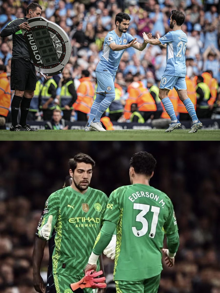Goldco69's tweet photo. Two of the 𝙂𝙍𝙀𝘼𝙏𝙀𝙎𝙏 Premier League substitutions of all time. https://t.co/K4gMeza5yZ