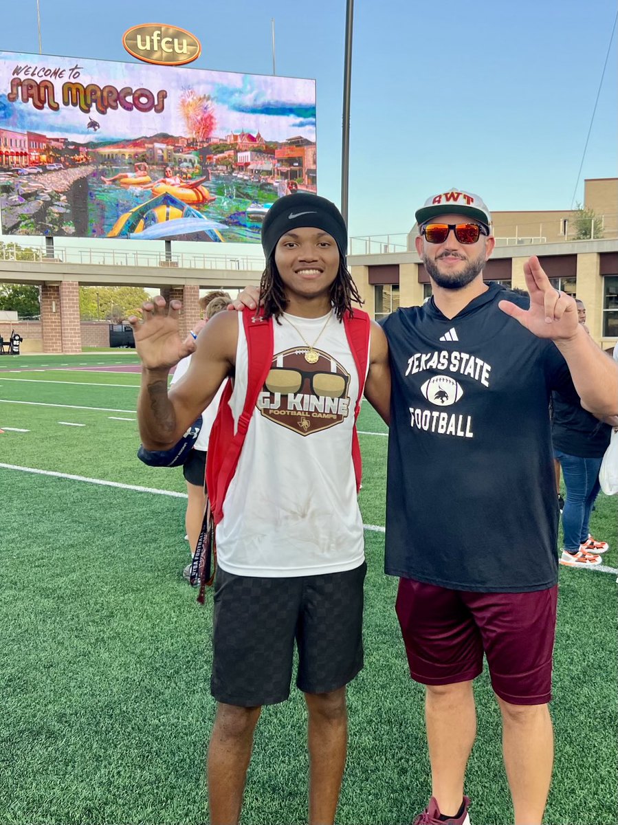 Ayden Mann (@mann13_ayden) on Twitter photo 🤝🏽 thank you Coach <a href="/GJKinne/">GJ Kinne</a> and <a href="/CoachMart1nez/">Coach Randy Martinez</a> for your time!, after the <a href="/TXSTATEFOOTBALL/">Texas State Football</a> prospect camp last night, #GoBobcats
#AGTG #ADM13 C/o 2️⃣0️⃣2️⃣7️⃣ #widereceiver #routerunning #wrdrills #Texas <a href="/One11Recruiting/">One11 Recruiting</a> <a href="/247recruiting/">247Sports Recruiting</a> 🤝🏽 thank you Coach <a href="/GJKinne/">GJ Kinne</a> and <a href="/CoachMart1nez/">Coach Randy Martinez</a> for your time!, after the <a href="/TXSTATEFOOTBALL/">Texas State Football</a> prospect camp last night, #GoBobcats
#AGTG #ADM13 C/o 2️⃣0️⃣2️⃣7️⃣ #widereceiver #routerunning #wrdrills #Texas <a href="/One11Recruiting/">One11 Recruiting</a> <a href="/247recruiting/">247Sports Recruiting</a>