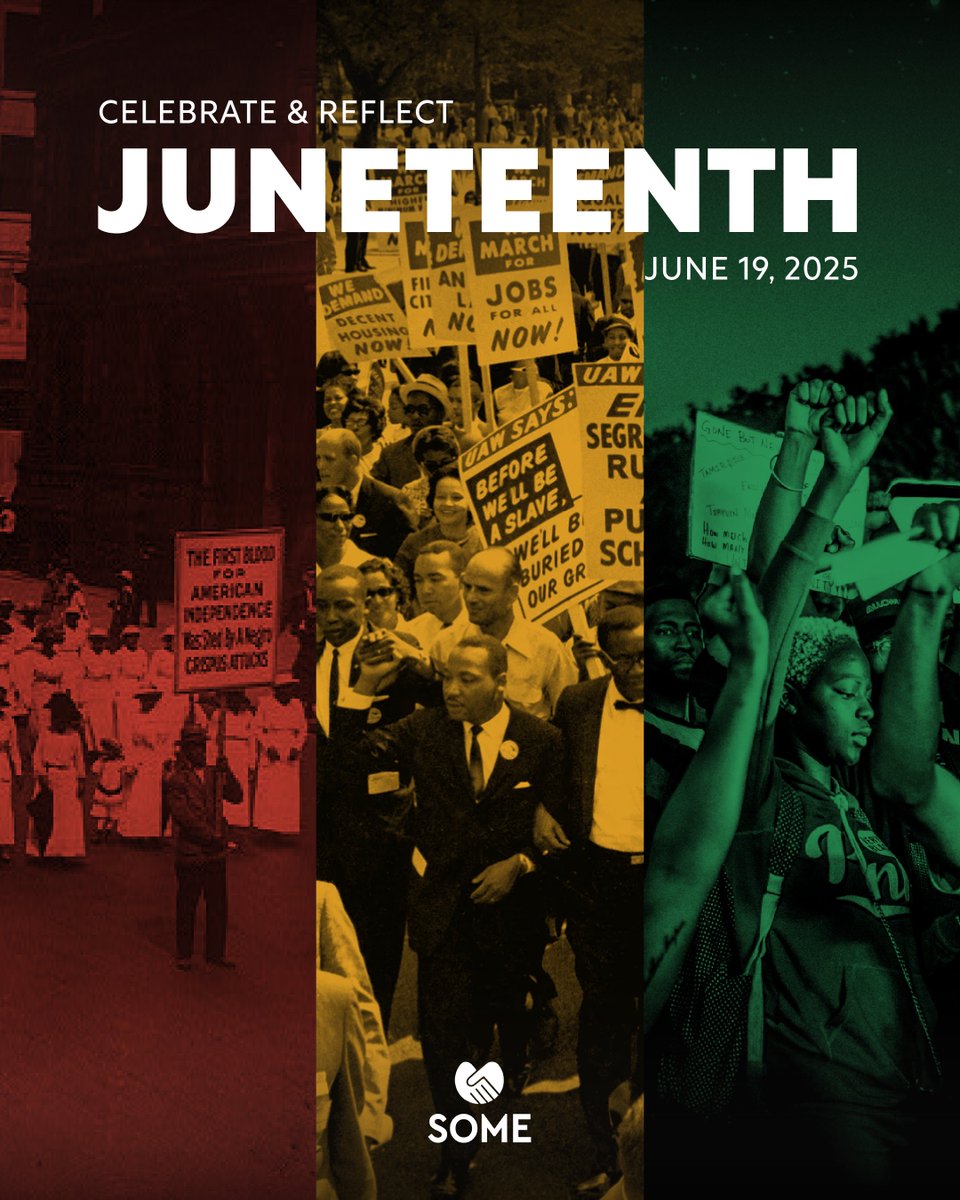 Today we honor Juneteenth—a powerful reminder of resilience, freedom, and the ongoing fight for equity.

At SOME, we are committed to advancing justice, healing, and dignity for Black communities every day—not just in history, but in action. ✊🏾

#Juneteenth #JusticeInAction #SOME