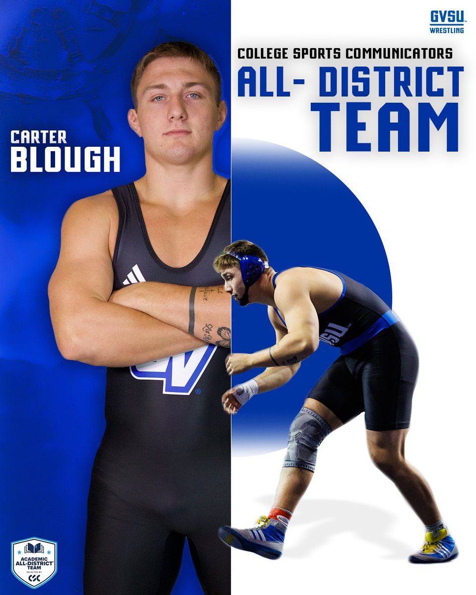 GVSU Wrestling (@gvsuwrestle) on Twitter photo Congrats to Carter Blough on his selection to the <a href="/CollSportsComm/">College Sports Communicators</a> Academic All-District Team. Earned DII All-America honors and finished with a 28-7 record. #AnchorUp Congrats to Carter Blough on his selection to the <a href="/CollSportsComm/">College Sports Communicators</a> Academic All-District Team. Earned DII All-America honors and finished with a 28-7 record. #AnchorUp
