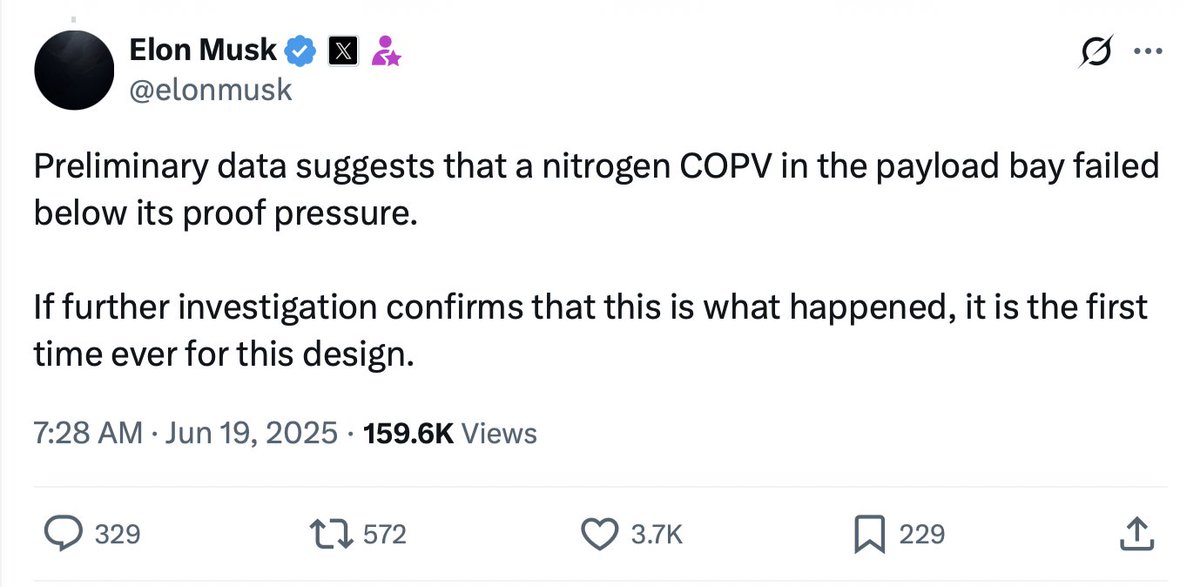 Elon on last night's Starship static fire test explosion: