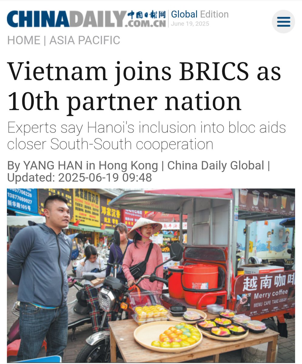 Los BRICS+ suman un nuevo miembro pleno: Vietnam. Con Indonesia, que se incorporará a partir de enero, los BRICS+ llegarán a 11 miembros plenos, incorporando dos Estados clave del Sudeste Asiático. Vietnam, al igual que China e India, es un importante socio comercial de Argentina