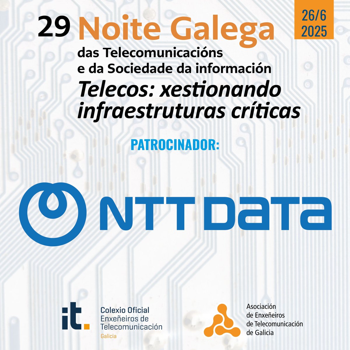 AETG-COETG (@aetgcoetg) on Twitter photo A consultora tecnolóxica <a href="/NTTDataSpain/">NTT DATA España</a> tamén patrocina a XXIX Noite Galega das Telecomunicacións e da Sociedade da Información do 26 de xuño no Gran Hotel da Toxa. Moitas grazas! A consultora tecnolóxica <a href="/NTTDataSpain/">NTT DATA España</a> tamén patrocina a XXIX Noite Galega das Telecomunicacións e da Sociedade da Información do 26 de xuño no Gran Hotel da Toxa. Moitas grazas!