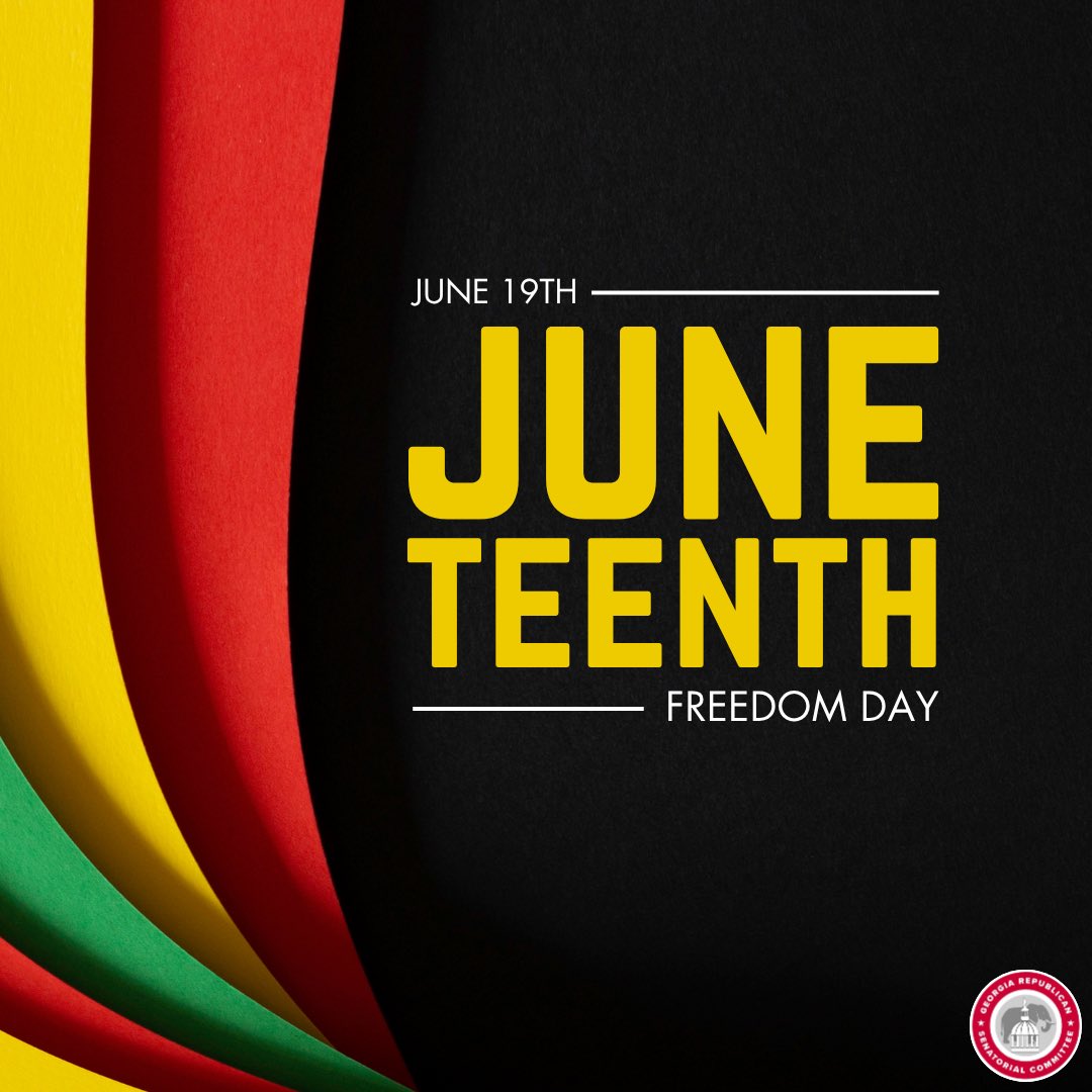 GASenateGOP's tweet image. Today we honor Juneteenth, a day that marks the end of slavery in the United States. It is a time to reflect on our history and celebrate the progress we have made.