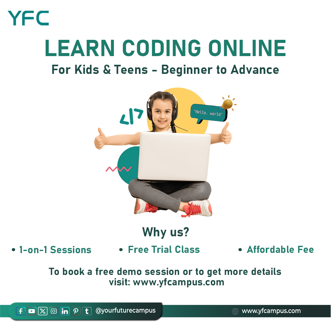 yfcampus's tweet image. Transform your child's screen time into learning time with our online coding classes for kids and teens. Visit yfcampus.com
#TechEducation #codingforkids #codingforkidsscratch #codingcurriculum #pythoncodingforkids #programminglanguagesforkids #onlinecodingclasses