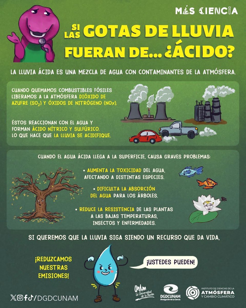 La lluvia ácida, un fenómeno que se debe a la contaminación.

#MásCiencia