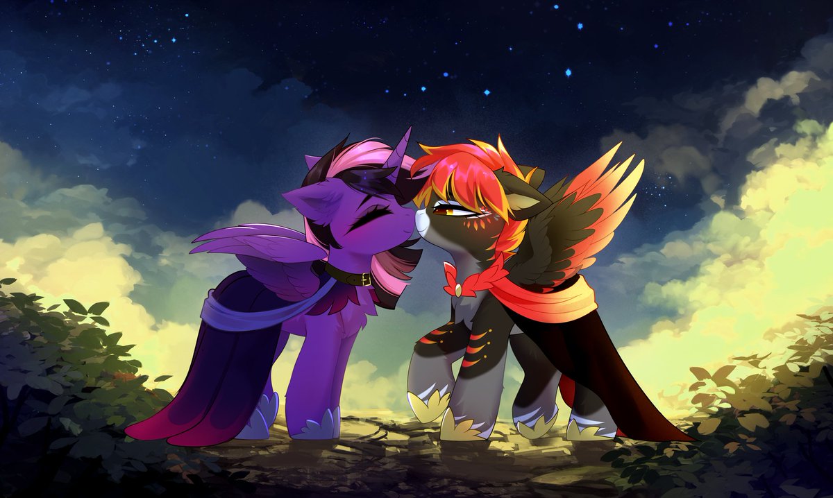 EmpressTwiligh1's tweet image. They are Light Flux and Misty Shadows ^^ ♥️
I made this drawing with love for Light Flux @lightflux_ (on Twitter)

♥️ If you want a drawing, ^^. Cuples cost 50 USD, ponies with a background 25 USD, And ponies with a simple background 17 USD!! Place your order at the link below ^^