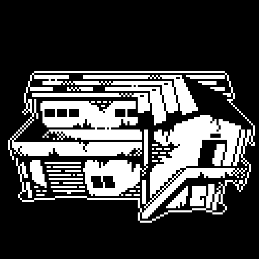 Small garage I passed by on my way to work. The real thing is less... rundown and eerie. 

#1bit #pixelart #blackandwhite