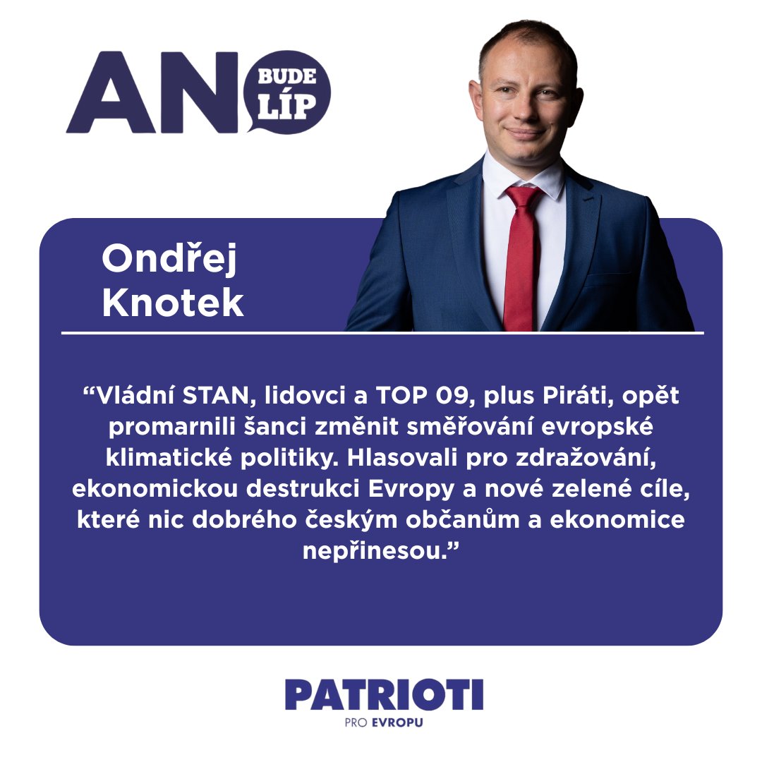 Hlasovali jsme proti rezoluci k tzv. Clean Industrial Dealu, který namísto pomoci ekonomice a zvýšení konkurenceschopnosti Evropy znamená jen další pokračování v chybné zelené politice EU. Pro věci nevýhodné pro Česko nehlasujeme! Na rozdíl od většiny vládních stran. #Patriots