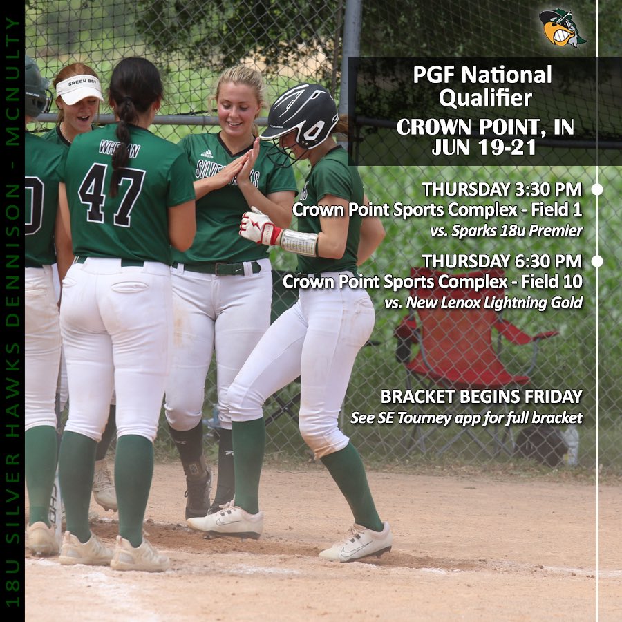 18U <a href="/SilverHawkSball/">Silver Hawks</a> in Crown Point, IN today! Two games Thursday (3:30pm &amp; 6:30pm) then bright &amp; early 8am Friday!
