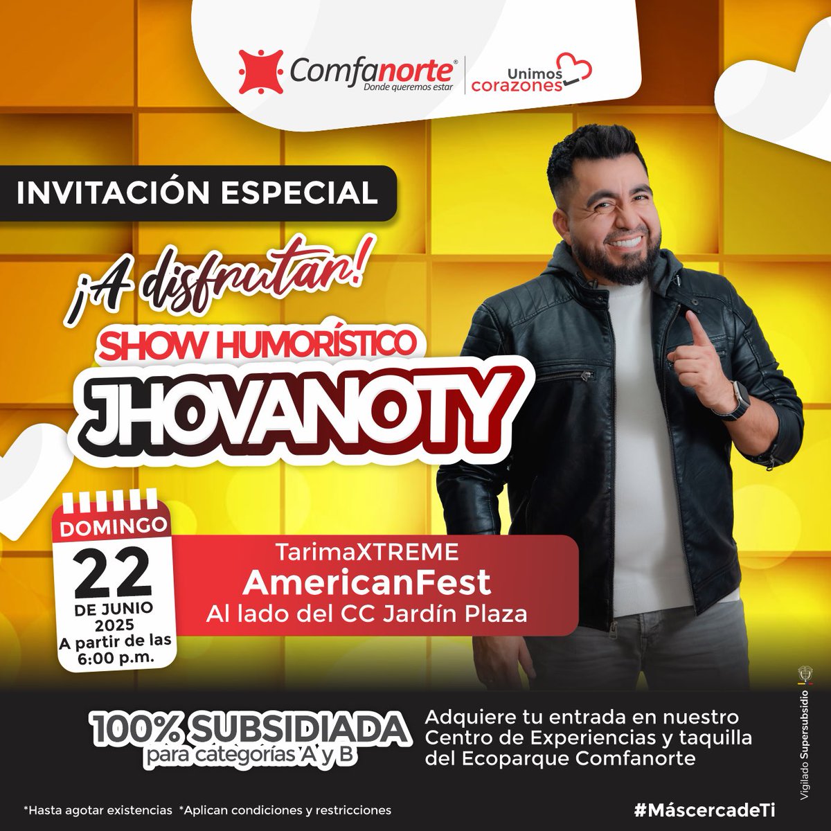 #Recreación Te invitamos a disfrutar este próximo 22 de junio del espectacular show de <a href="/peretantico/">Fabricio zúñiga</a> en el marco del @americanfestcucuta. 

Reclama ya tus boletas 🎟️ en el Centro de Experiencias o taquillas del Ecoparque y disfruta de una noche llena de risas.100% subsidiado.
