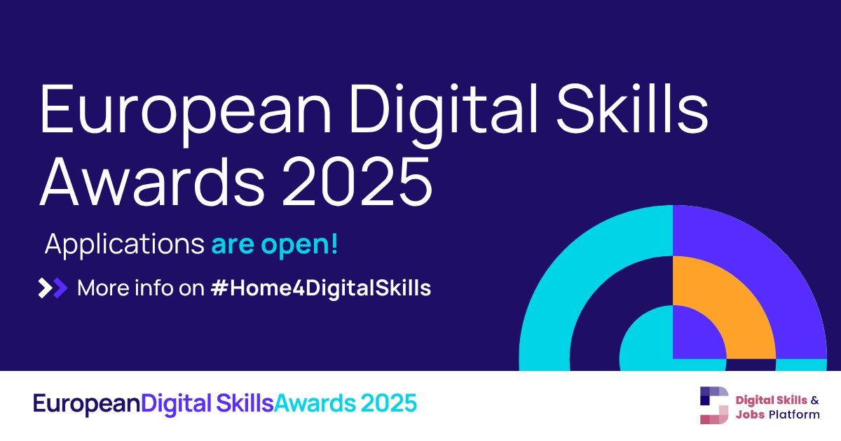 European Schoolnet (@eu_schoolnet) on Twitter photo ๐ฃ Applications for the European Digital Skills Awards 2025 are now open!
The awards are an initiative by <a href="/DigitalSkillsEU/">Digital Skills EU</a> celebrating projects and organisations that empower people with digital skills.
๐
Apply by 15 July 2025
๐ More info: bit.ly/3HjvcZD
#EDSA25 ๐ฃ Applications for the European Digital Skills Awards 2025 are now open!
The awards are an initiative by <a href="/DigitalSkillsEU/">Digital Skills EU</a> celebrating projects and organisations that empower people with digital skills.
๐
Apply by 15 July 2025
๐ More info: bit.ly/3HjvcZD
#EDSA25