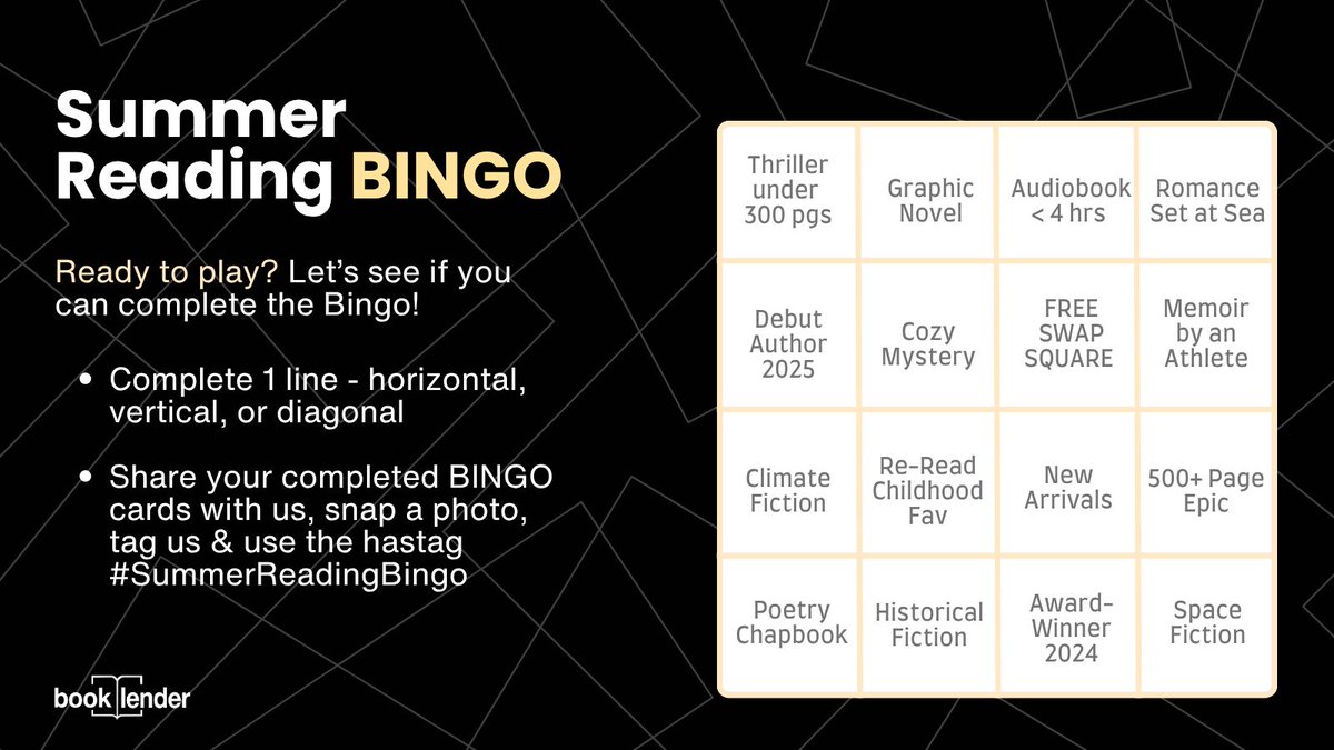 BookLenderCom's tweet photo. Gearing up for summer? 
Let’s make it more exciting by playing the "Summer Bingo". 

Let’s see if you can complete the Bingo!

Rules?⬇️ https://t.co/BA32iTPOgg