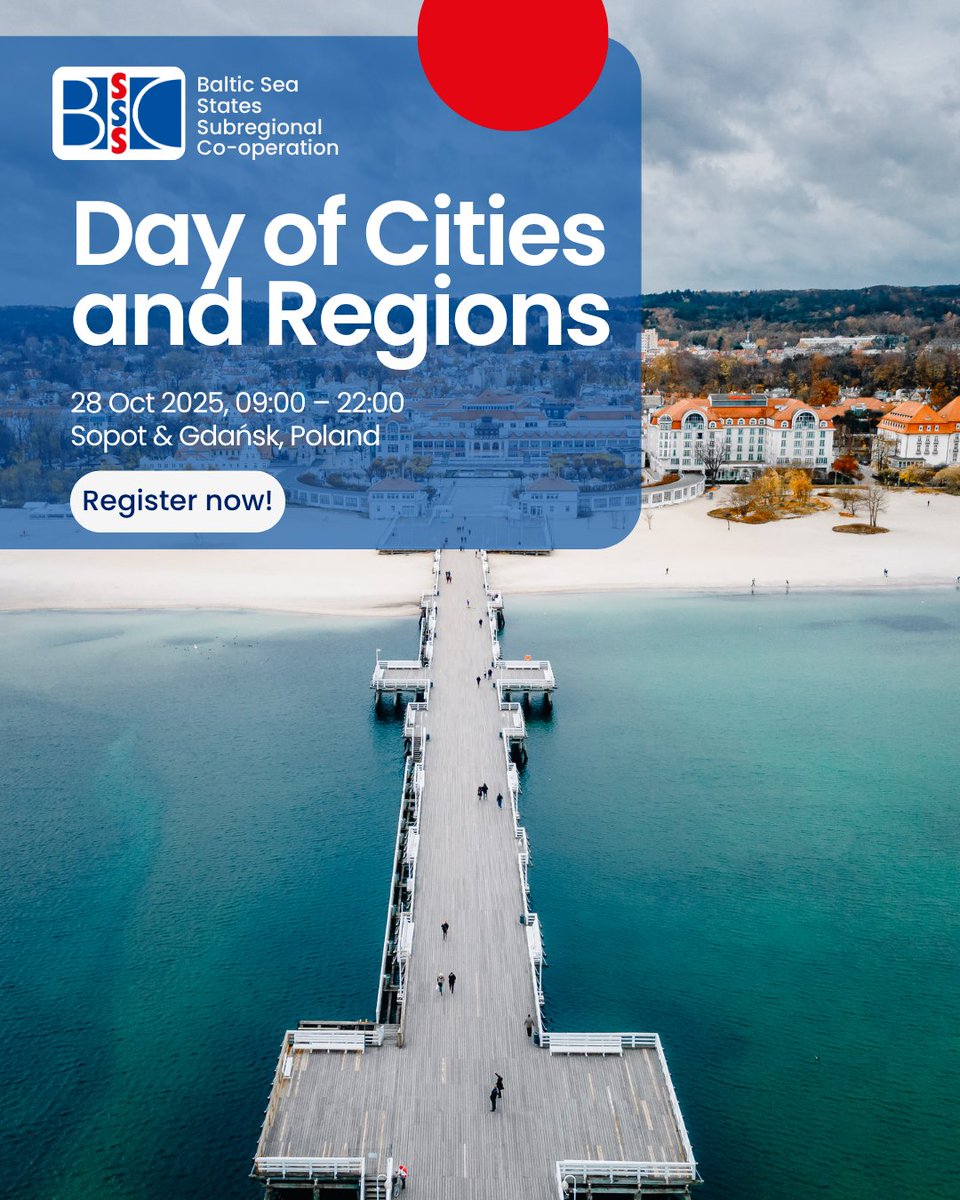🌊 Baltic Sea cooperation – let’s break the silos!
Join us for the BSSSC Day of Cities and Regions
📅 28 Oct 2025 | 🕘 09:00–22:00
📍 Sopot &amp; Gdańsk, Poland
🔹 Multilevel governance workshops
🔹 Panels on BSR security
🔹 Cultural evening in Gdańsk
🌐 bsssc.com