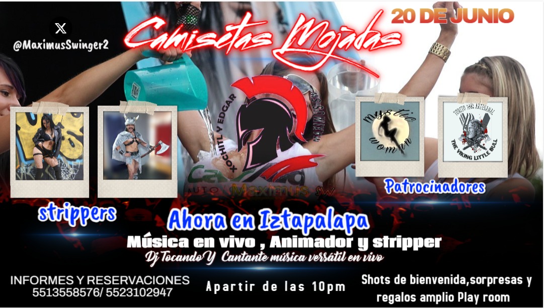 Ya estamos listos. Mañana nos vemos en Iztapalapa conmlos amigos <a href="/MaximusSwinger2/">Maximus Swinger</a> en elmevento de Camisas Mojadas.
*Regalos
*DJ
*Streptease(show para ella y ellos)
*Mezcal