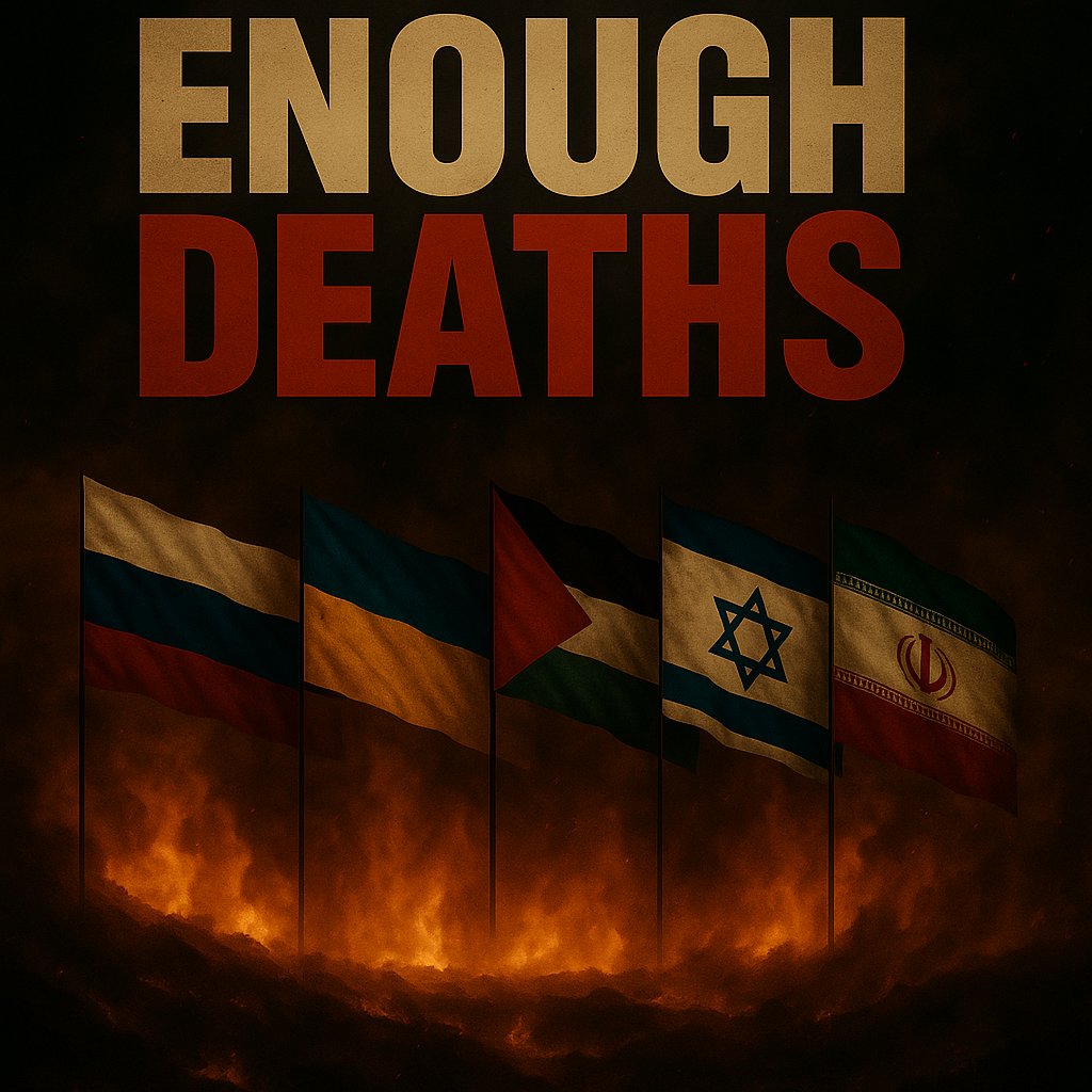 "ENOUGH DEATHS" Let’s try something different:  "We will do this not because it is easy, but because it is hard!" - John F. Kennedy

#peace #war #russia #ukraine #Israel #iran #palestine #UnitedStates #EU <a href="/realDonaldTrump/">Donald J. Trump</a> <a href="/DonaldJTrumpJr/">Donald Trump Jr.</a> <a href="/RobertKennedyJr/">Robert F. Kennedy Jr</a>  <a href="/TuckerCarlson/">Tucker Carlson</a>