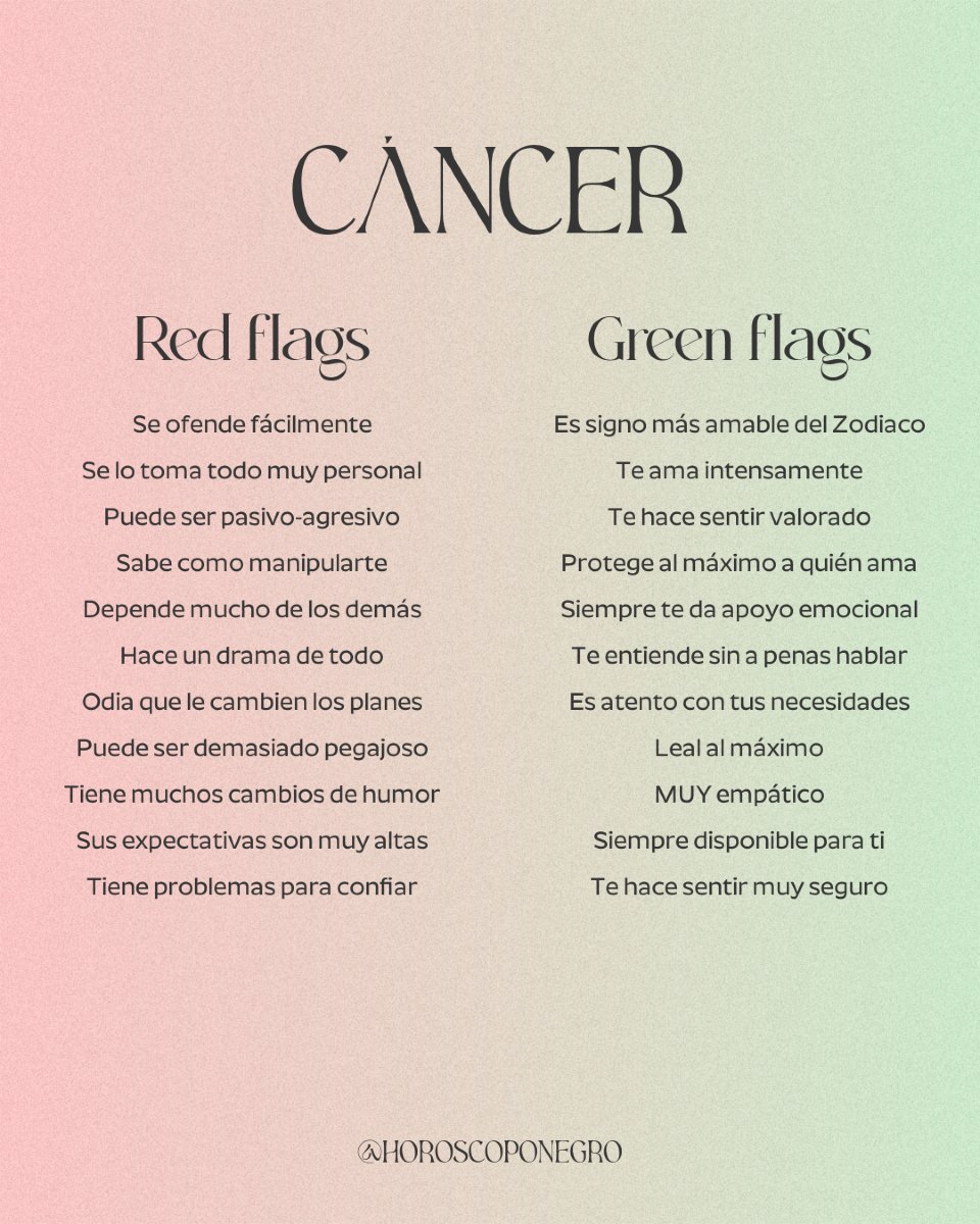 Las red flags vs. las green flags de Cáncer ♋️