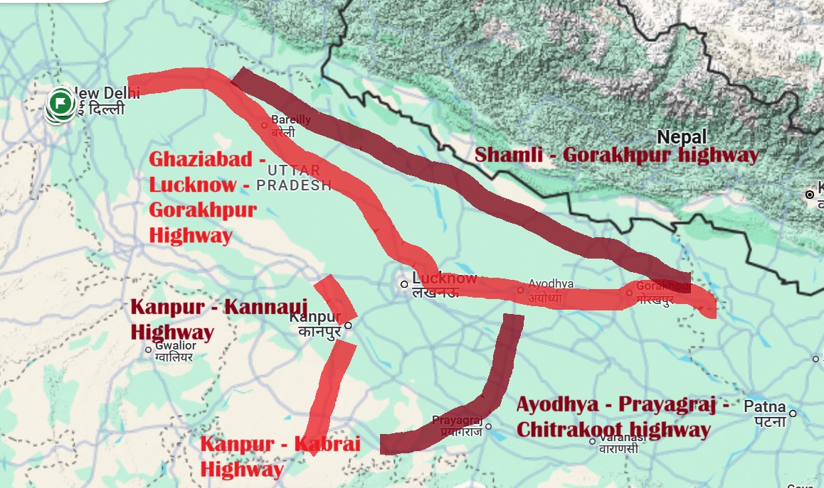 UP 10T Economic Goal™ (@up_10t_army) on Twitter photo . <a href="/UPGovt/">Government of UP</a> should push <a href="/nitin_gadkari/">Nitin Gadkari</a> for before 2027 election:
1️⃣ Upgrading Ghaziabad–Lucknow–Gorakhpur highway to 6 lanes (works like a 4-lane expressway with 100 km/h)
2️⃣ Building service roads on Kanpur–Kannauj highway to make it access-controlled & upgrade to expressway. . <a href="/UPGovt/">Government of UP</a> should push <a href="/nitin_gadkari/">Nitin Gadkari</a> for before 2027 election:
1️⃣ Upgrading Ghaziabad–Lucknow–Gorakhpur highway to 6 lanes (works like a 4-lane expressway with 100 km/h)
2️⃣ Building service roads on Kanpur–Kannauj highway to make it access-controlled & upgrade to expressway.