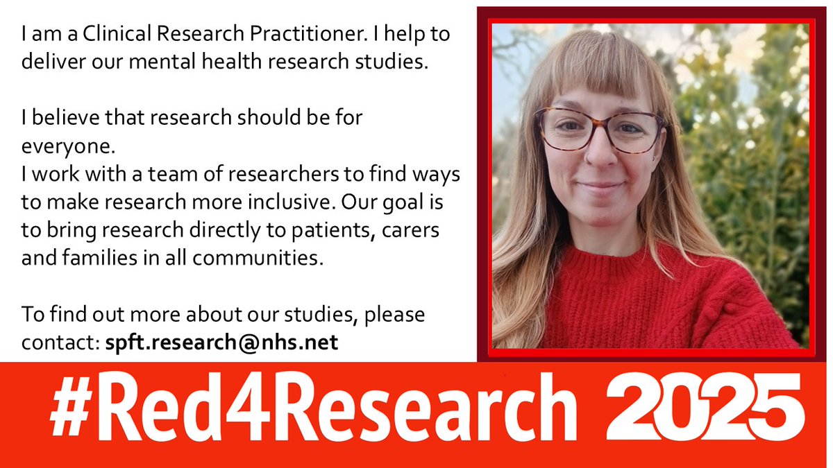 #Red4Research <a href="/NIHRresearch/">National Institute for Health and Care Research</a> <a href="/SPFT_NHS/">Sussex Partnership</a>