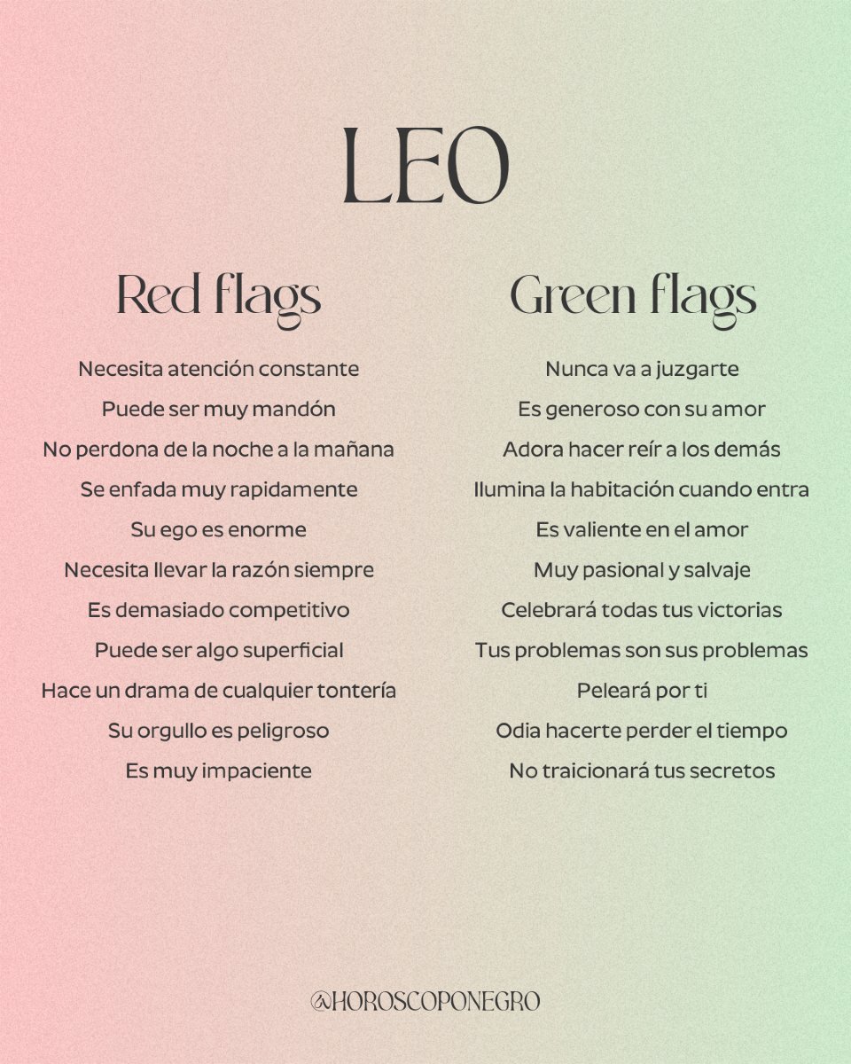 Las red flags vs. las green flags de Leo ♌️