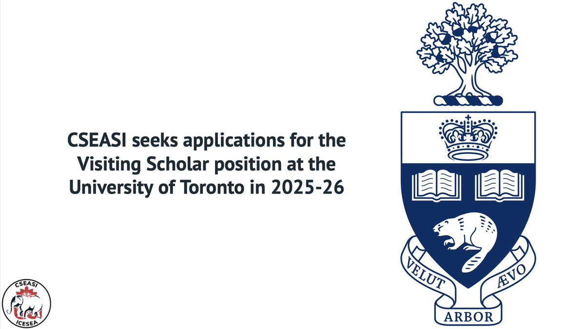 The Canadian Southeast Asian Studies Initiative is accepting applications for a Visiting Scholar. Only a week left to apply!

App Deadline: June 26th
tinyurl.com/y64yh99k