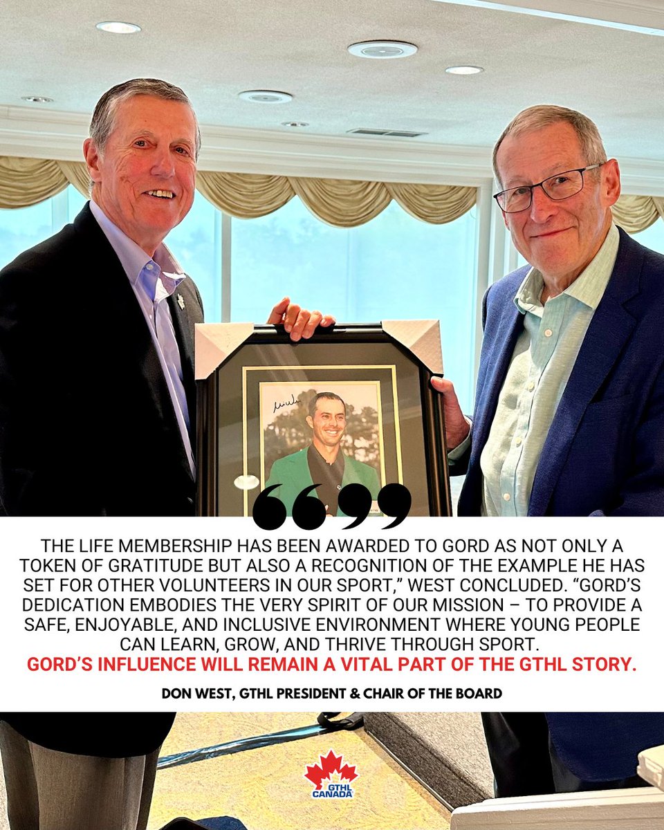 The GTHL is proud to announce Gord McDonald as a Life Member — an honour recognizing outstanding service and lasting impact on the League and its community. 

Congratulations, Gord, and thank you for your extraordinary service.

🔗READ | tinyurl.com/bde98mvk