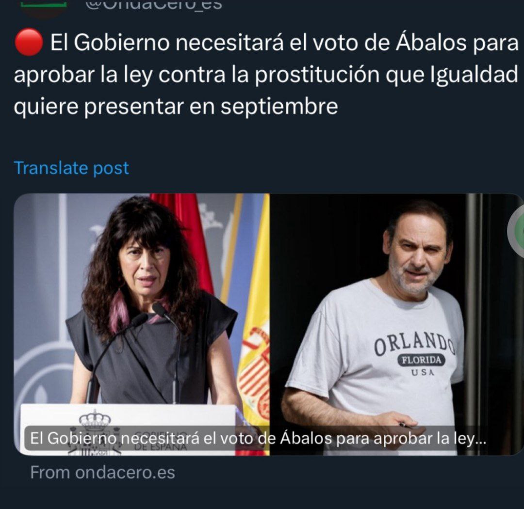 Ábalos y votó a favor de una ley parecida que no salió. En realidad da igual porque saben que  prohibiéndola podrán seguir contratando prostitutas sobre las que  tendrán más poder porque serán más clandestinas.