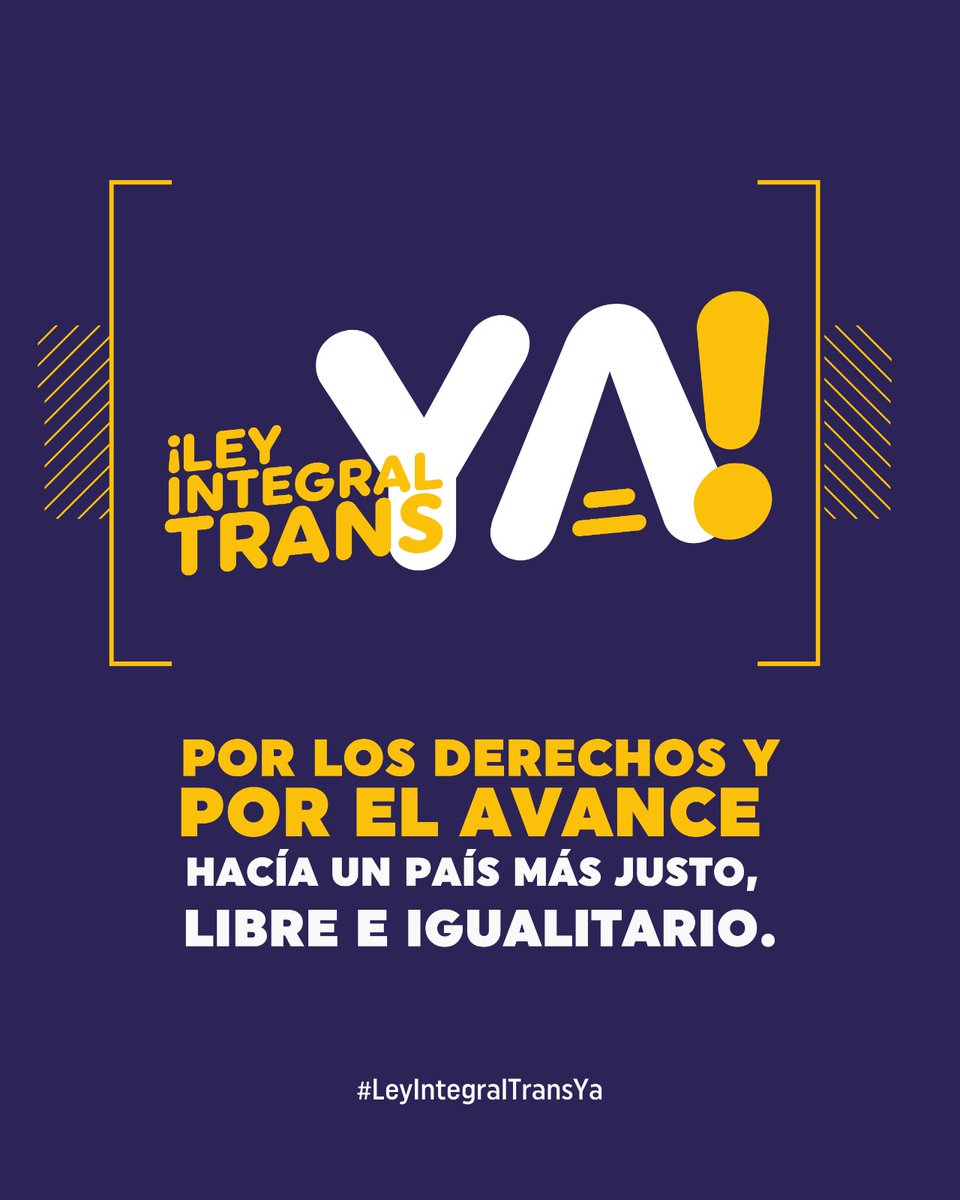 🏳️‍⚧️ Estamos a un paso de avanzar por una vida digna, libre de discriminación y con acceso real a salud, educación, trabajo y reconocimiento para las personas trans. 

✊ Exigimos #LeyIntegralTransYa
Porque los derechos no se negocian. Se reconocen. Hoy debate final en el la