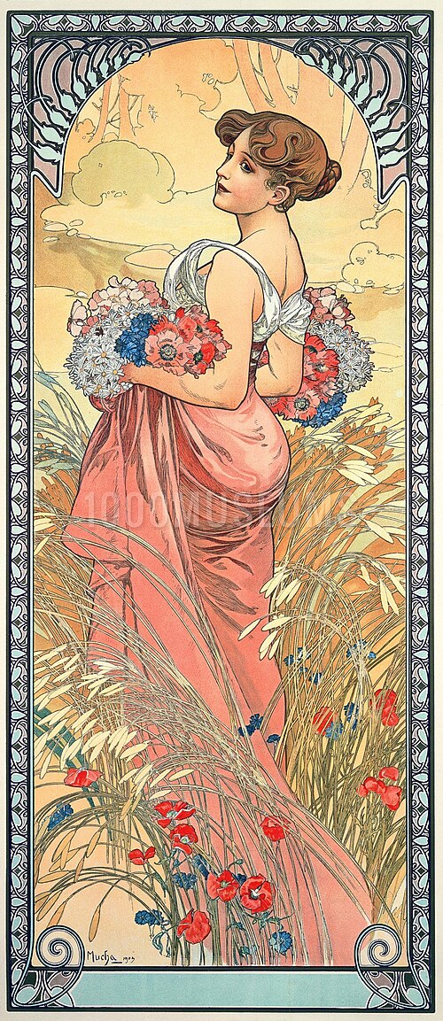 nmaParis's tweet image. Solstice d’été samedi 21 juin à 02h42 TU (4 h 42 heure légale).
Un tableau d'Alphonse Mucha, en 1900 :