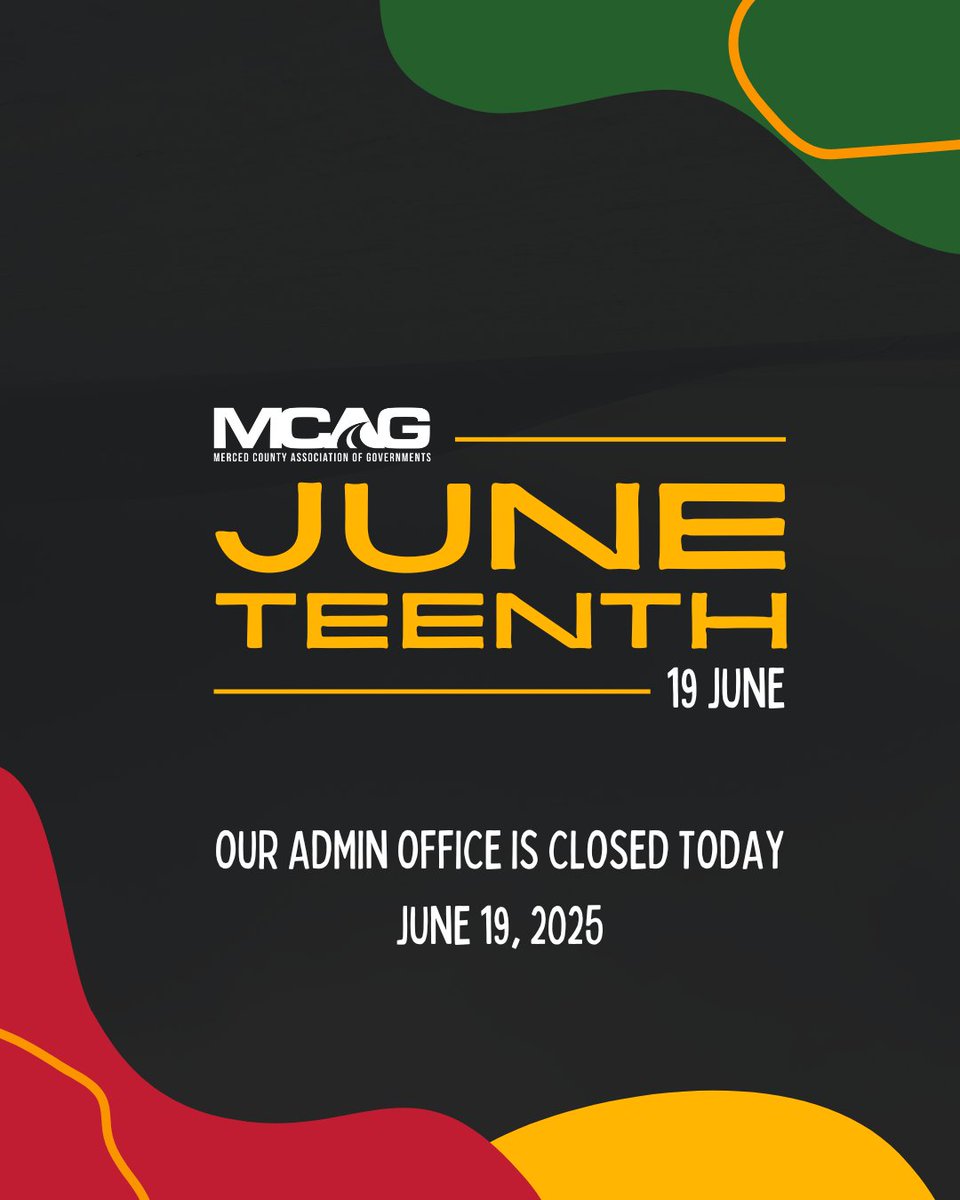 Happy Juneteenth!

In honor of the Juneteenth holiday the MCAG administration office will be closed today, June 19th.