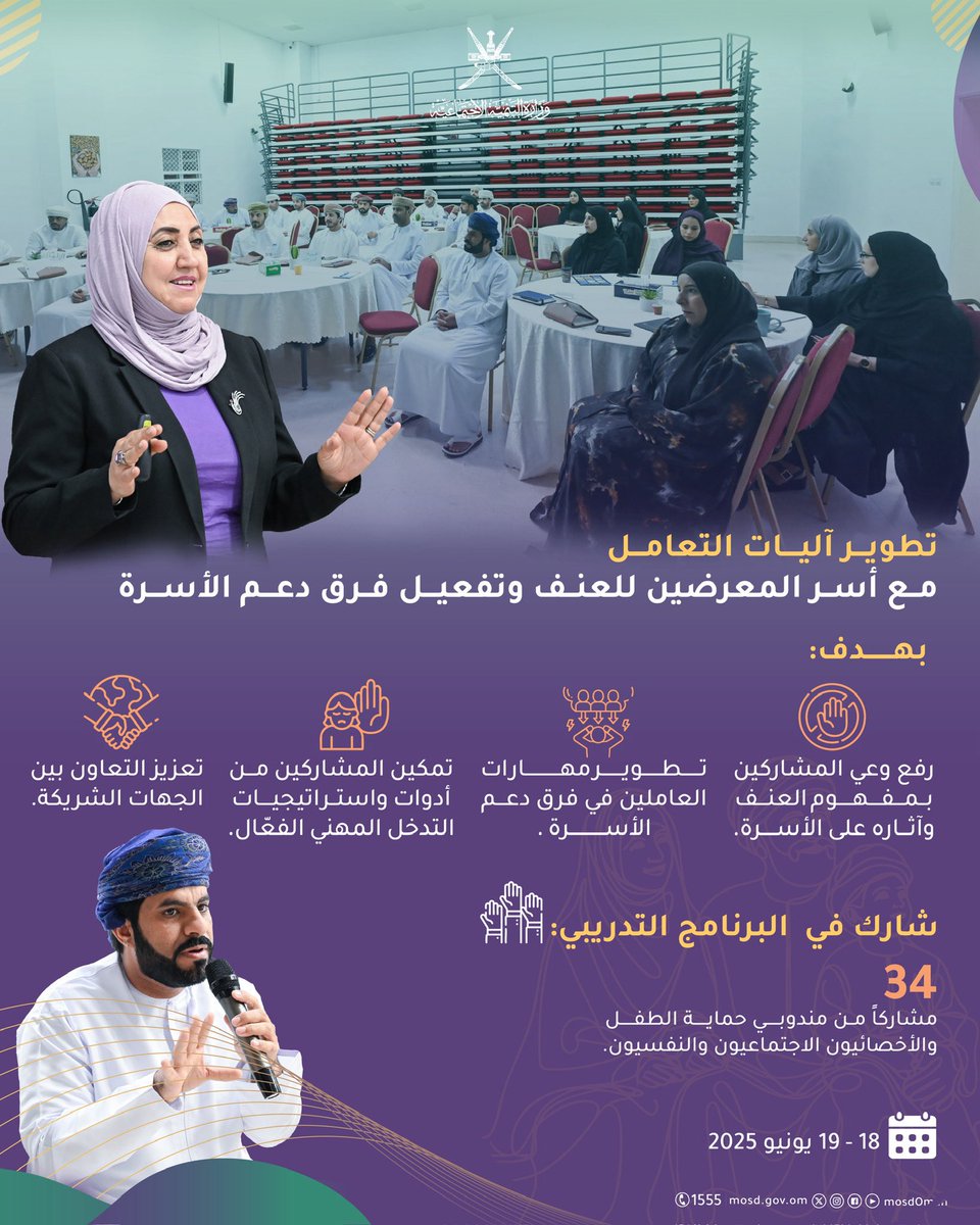 برنامج تدريبي يناقش تطوير آليات التعامل مع أسر المعرضين للعنف وتفعيل فرق دعم الأسرة.