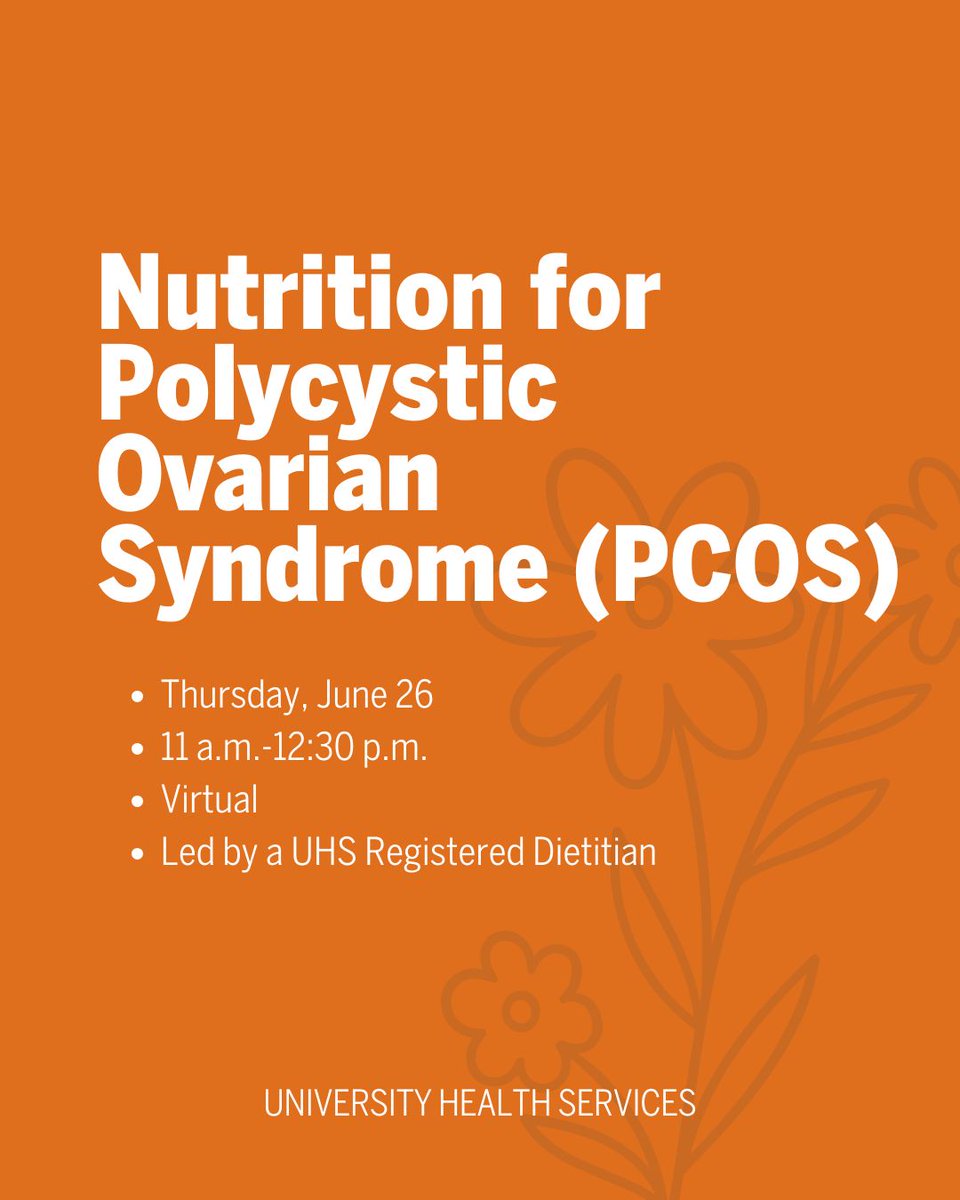 Healthyhorns's tweet image. Join a Healthyhorns dietitian to understand the impact of PCOS on the body, with a focus on complementary nutritional management strategies.
📆 Thursday, June 26
⏰ 11 a.m.-12:30 p.m.
👉 Virtual
Register and learn more: buff.ly/vIvlucg