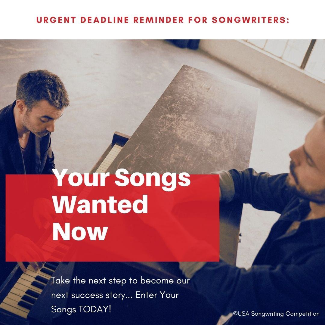 [DEADLINE TOMORROW] for the 30th Annual <a href="/usasong/">USA Songwriting</a> USA Songwriting Competition (June 20th). Hurry, enroll your songs online now at: 
hubs.li/Q03svtT50