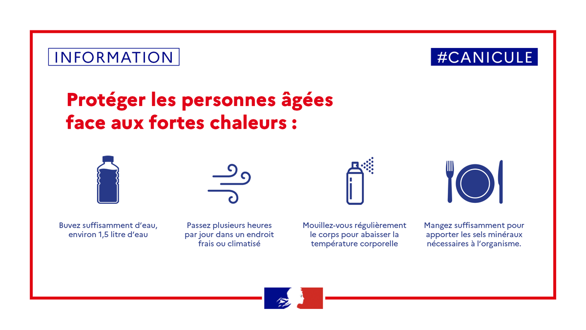 Prefet14's tweet photo. 🌡️ #Vaguedechaleur dans le Calvados 🥵

🟡 Des températures élevées sont attendues pour les journées de vendredi (jusqu'à 32°) et de samedi (jusqu'à 35°) sur l’ensemble du département qui est placé en vigilance jaune.

👉 Une attention particulière doit être portée aux personnes vulnérables :
👶 enfants
👵 personnes âgées
🤒 personnes malades ou isolées

🔹 Les bons réflexes à adopter :
✅ Boire de l’eau régulièrement, sans attendre d’avoir soif
✅ Maintenir son logement frais (fermer volets et fenêtres en journée)
✅ Éviter les efforts physiques aux heures les plus chaudes
✅ Donner et prendre des nouvelles de ses proches
✅ Ne jamais laisser une personne ou un animal seul dans une voiture.

Vous serez également nombreux à profiter du bord de mer 🏖️

⚠️ Soyez prudents face au risque de noyade !

Manque de vigilance, marées, courants... Les dangers peuvent être nombreux !

✅Privilégiez les zones de baignade surveillées.
✅Surveillez vos enfants en permanence, restez près d’eux quand ils jouent au bord de l’eau et baignez vous avec eux lorsqu’ils sont dans l’eau.
https://t.co/lb4jROKeAW