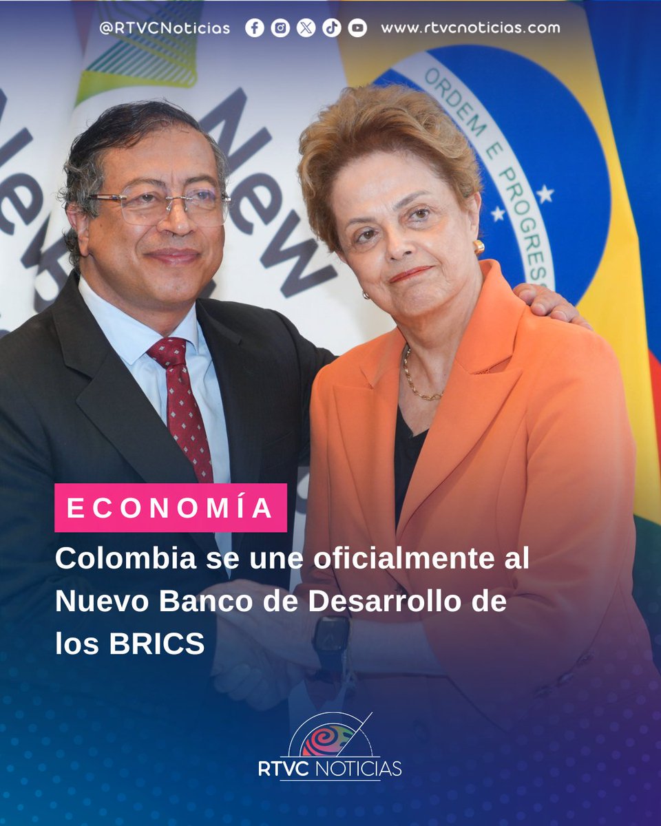 #Economía 💰Colombia ha sido admitida oficialmente como miembro del Nuevo Banco de Desarrollo (NDB), la entidad financiera del grupo BRICS, integrado por Brasil, Rusia, India, China y Sudáfrica.🏦💹

Lee la nota completa acá📲: lc.cx/fC1Qgw