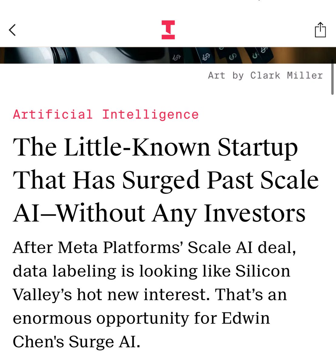 amir's tweet image. Alex Wang timed his exit perfectly.
Scale AI was being beaten by a startup rival that never raised VC and was profitable the whole time