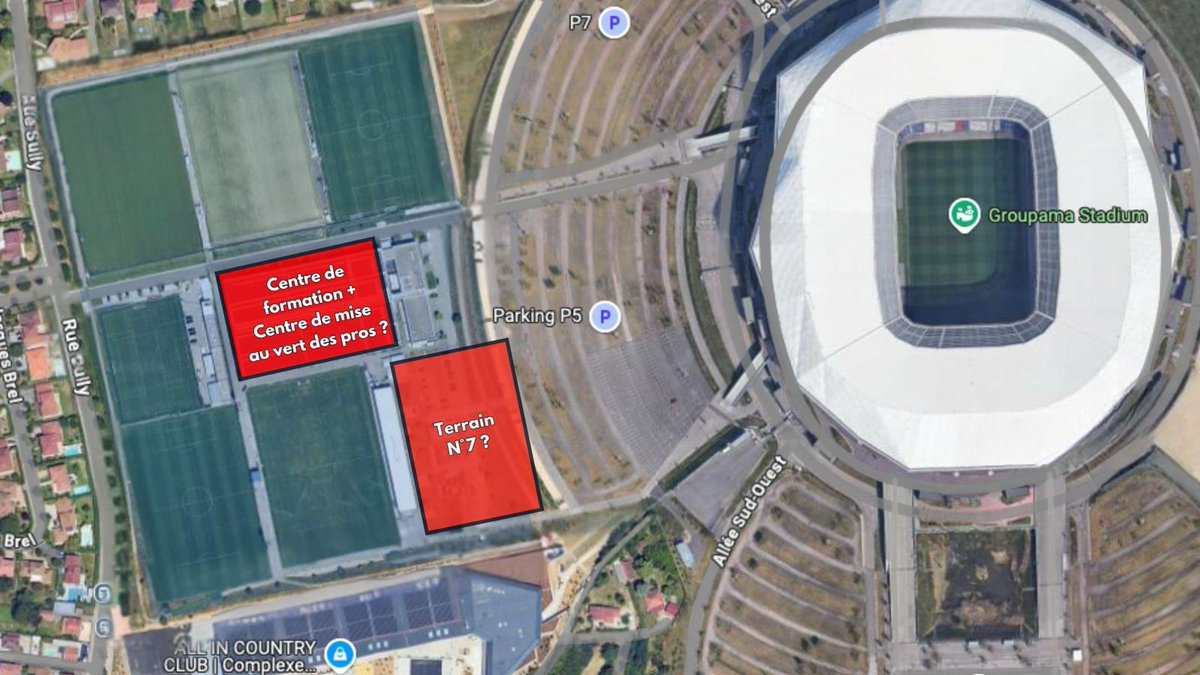 Le projet de l'#OL pour replacer sa formation au GOLTC. Merci Google Maps.