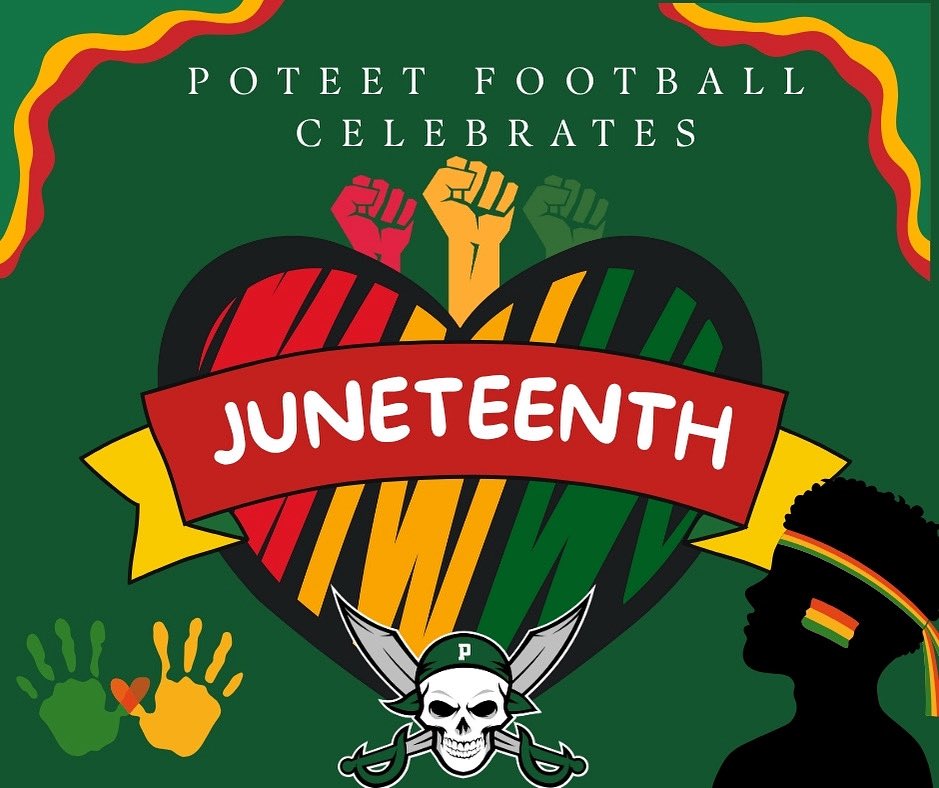 🖤❤️💛💚 | Poteet Football celebrates freedom, resilience, and unity.

Today, we honor the strength of our ancestors and the power of community. ✊🏾

Happy Juneteenth from the Pirate Family. ⚔️💎