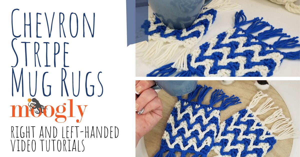 mooglyblog's tweet image. The Chevron Stripe Mug Rugs are a great way to give this stunning zig-zag stitch a bite-sized try - with only 35 yards of yarn! 🧶 And now, there are right and left-handed video tutorials for each step! mooglyblog.com/chevron-stripe… #crochet #videotutorials #learntocrochet