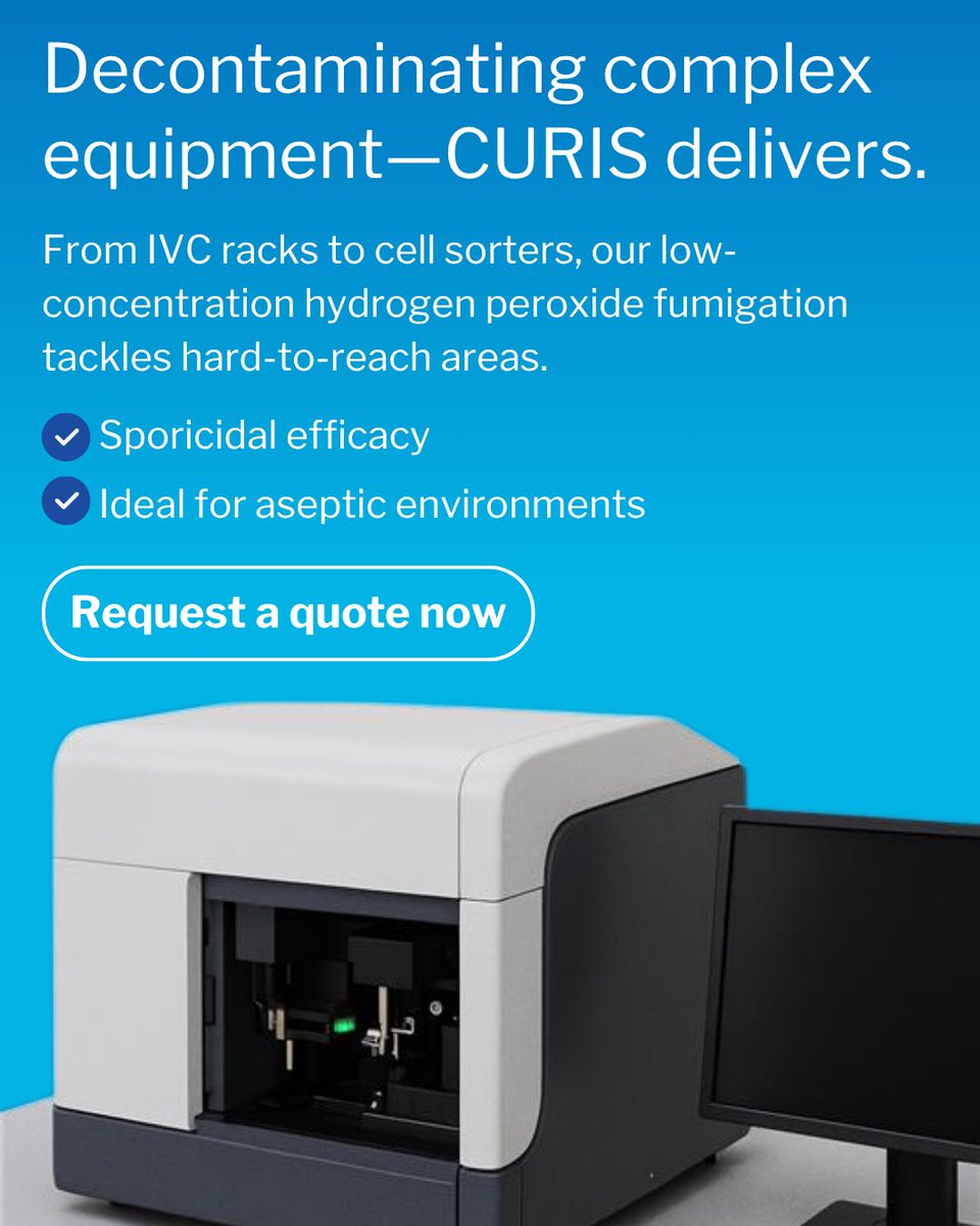 CurisSystem's tweet image. 🚨Complex equipment contamination?
 
Lyophilizers to IVC racks &amp;amp; underdeck spaces, CURIS SERVICES deliver comprehensive, low-concentration hydrogen peroxide disinfection - fast, effective, &amp;amp; safer on sensitive equipment
 
📞800-928-8708

#Biodecontamination #AsepticProcessing