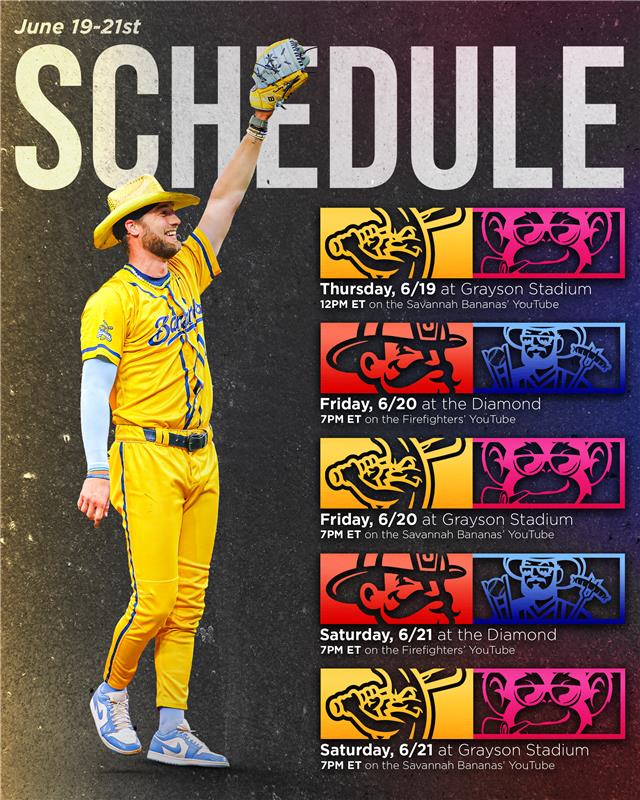 Another jam-packed weekend in Bananaland, including the Firefighters' FIRST HEADLINER and their first matchup against the Texas Tailgaters 🔥